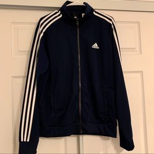 • ADIDAS Zip- Up Crew Neck Sweater •